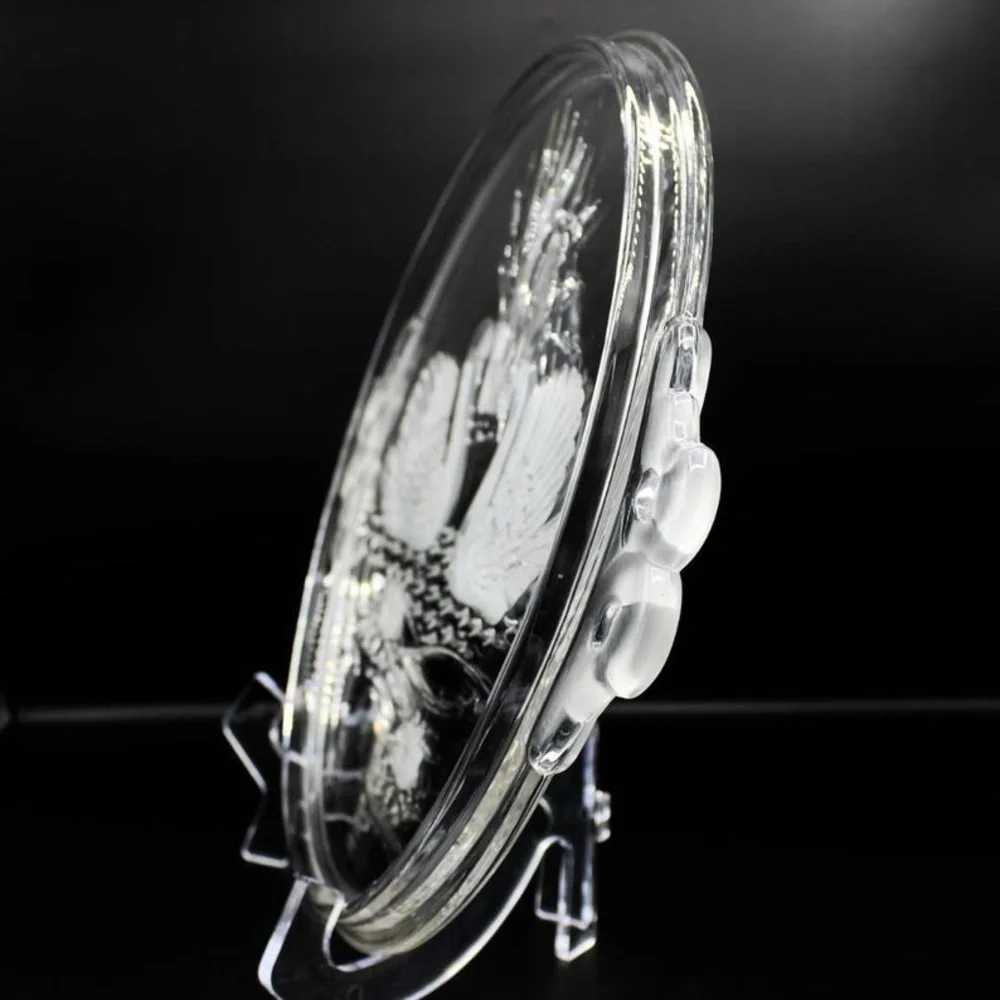 Vintage Mikasa Walther Crystal Swan Platter Frosted Glass Serving Tray 15